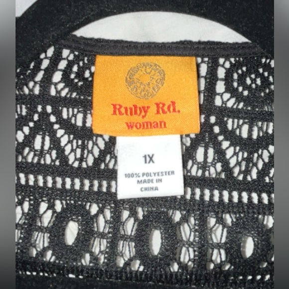NWOT Ruby Rd. Women’s Black Open-Front Beachy Crochet Swim Cover-Up SIZE 1X - Picture 4 of 5